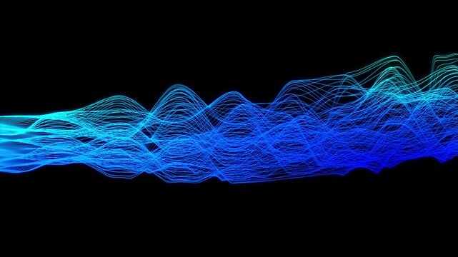 abstract blue gradient wave animation loop with alpha channel, Futuristic Technology, High Tech Wave, Cyberspace and Cyber security Concept, Backdrop or Background element for data science or networks