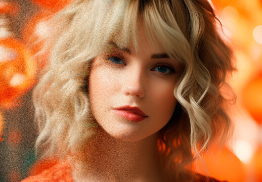 Grain Noise Diffusion Photo Effect Mockup