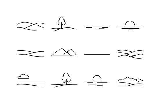 Minimal Landscape Icons. Hand coffee grinding. A person gently turning a manual grinder handle, focused and relaxed atmosphere. Slow coffee-making process with