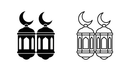Obraz premium Ramadan lanterns islamic moon symbols Vector