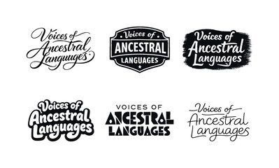 Obraz premium Ancestral Language Lettering. Voices of ancestral languages. Set lettering. harmonious lettering variations of the same emblematic concept, each with different