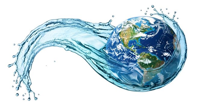 Planet earth with water flow