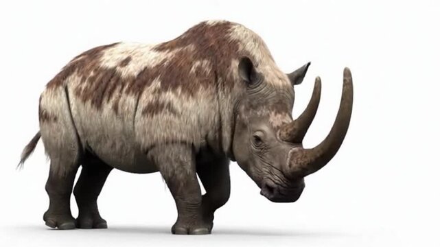 Wooly rhino walking a little