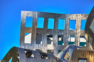 Modern Metallic Architecture Facade with Geometric Windows in Las Vegas Nevada