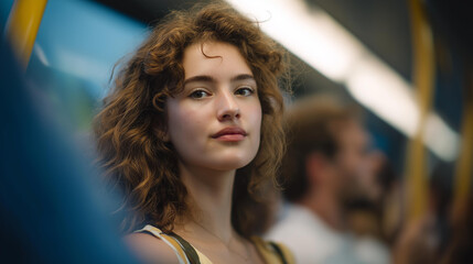 Fototapeta premium The dynamic atmosphere of a city street line illustrates how eco-friendly public transportation can improve urban life while enabling residents to enjoy cleaner air and a better quality of life in