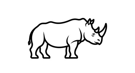Obraz premium Minimalist black and white line drawing of a standing rhinoceros