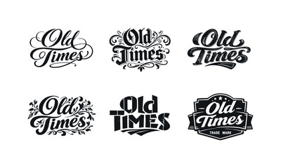 Fototapeta premium Typography Artistic Variations. Antique script typography. Set lettering. harmonious lettering variations of the same emblematic concept, each with different