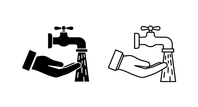Hand washing water tap hygiene cleaning symbol Vector