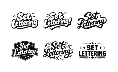 Fototapeta premium Harmonious Lettering Variations. Hand-drawn sketch lettering icons. Set lettering. harmonious lettering variations of the same emblematic concept, each with
