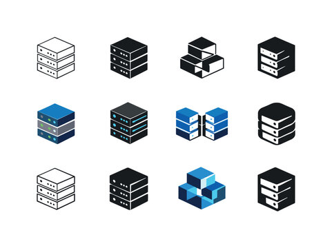 Isometric Logo Variations. Isometric Illustrations. Icon set. Set Logo of isometric illustrations: isometric server rack. harmonious logo variations of the