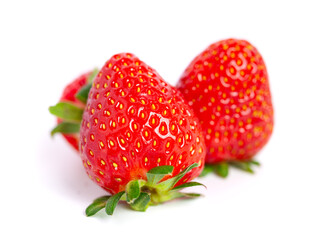 Ripe strawberries isolated on a white background, fruit