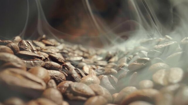 Roasted coffee beans, dark background