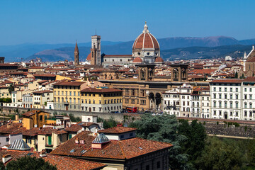 Obraz premium A beatiful view of the city Florence with the view to the Cathedral of Santa Maria del Fiore