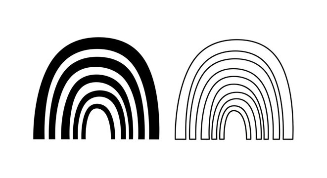 Minimalist black and white rainbow design Vector