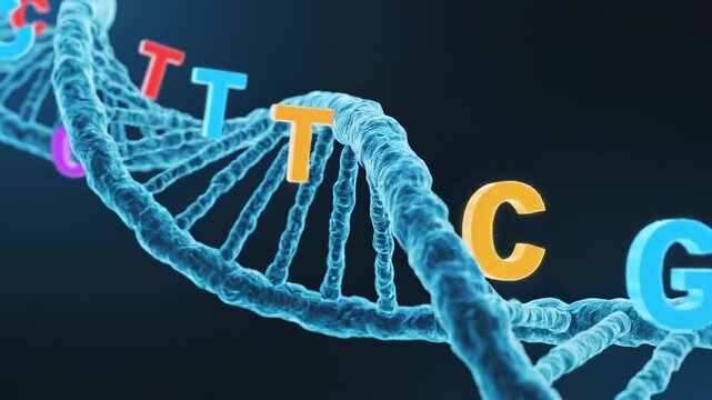 Dna double helix structure with nucleobases
