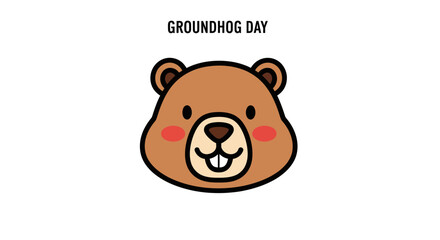 Obraz premium Cartoon Groundhog Face with Cheeks Blushing.