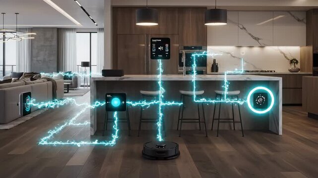 Smart home automation system connecting devices with electrical energy