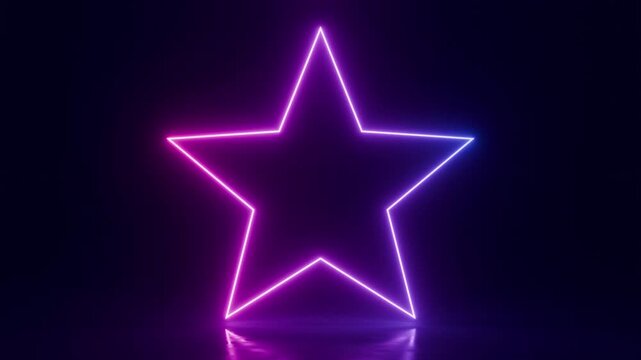 abstract blue and pink colorful glowing neon star frame, 4k seamless loop