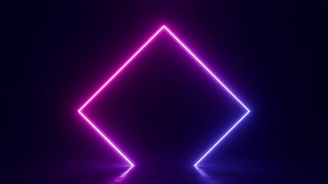 abstract blue and pink colorful glowing neon rectangle frame, 4k seamless loop