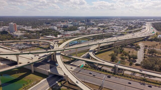 Orlando I4 interchange 2026. Aerial drone stock video