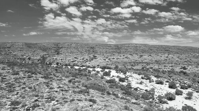 Drone shot of Mandu Mandu Creek showing river bends, vegetation, and remote outback scenery