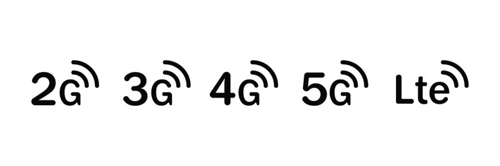 Set of internet connection LTE, 2G, 3G, 4G icon collection.