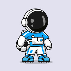 Cute Astronaut Playing Soccer Cartoon 