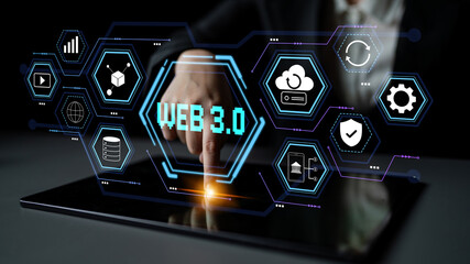 A futuristic user interface for Web 3.0 technology and applications. An overview of decentralized services like DeFi, cloud storage, and security. Motif