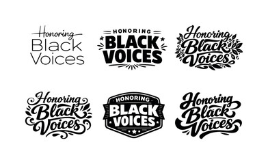 Fototapeta premium Diverse Lettering Styles. Honoring Black voices. Set lettering. harmonious lettering variations of the same emblematic concept, each with different artistic