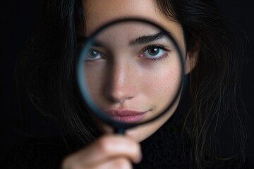 Woman with magnifying glass