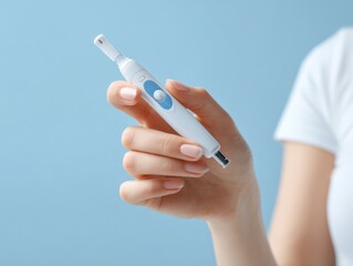 Woman holding electronic dental device