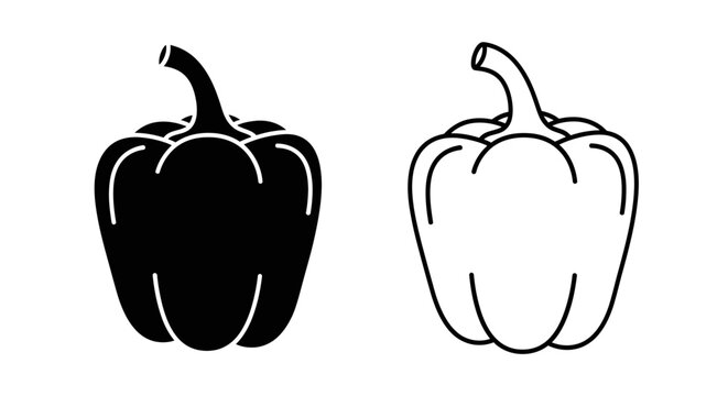 Black and white bell pepper silhouette Vector