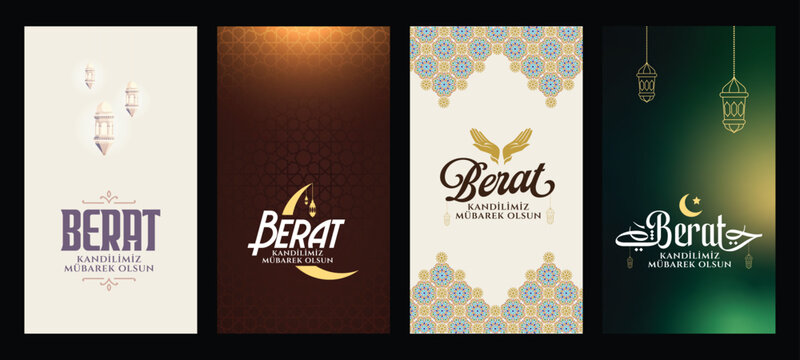 Berat Kandili, sosyal medya hikaye boyutları. Translation: Berat holy night, layout for social media story.