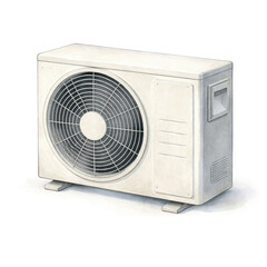 Air source heat pump outdoor unit isolated on white background