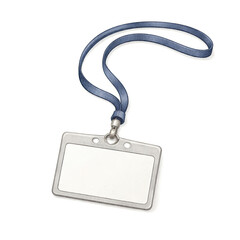 Fototapeta premium Watercolor lanyard with blank ID badge, office or school pass illustration isolated on white