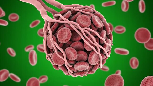 Detailed 3D CGI Visualization of Blood Clot on Isolated Green Screen for Medical Education and Visual Effects