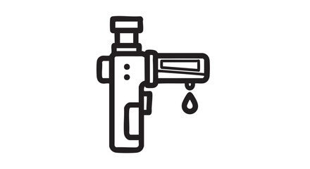 Fototapeta premium A simple line drawing of a grease gun with a single drop of lubricant hanging from the nozzle