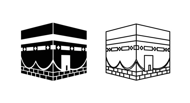 Kaaba islamic mecca hajj pilgrimage symbol black white Vector