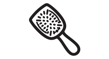 A simple line drawing of a hairbrush viewed from above on a plain background