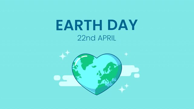 World Earth Day greeting celebration vector text animation with clouds for environmental awareness commemoration