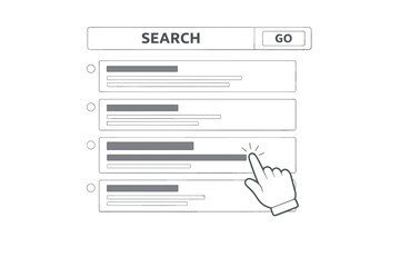 Hand selecting search result on interactive online interface
