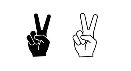 Obraz premium Peace sign hand gesture symbols black and white Vector