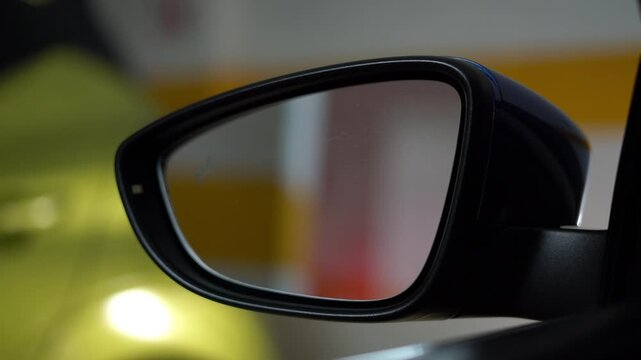 Car side mirror with blind spot warning light safety technology