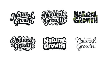 Fototapeta premium Artistic Lettering Harmony. Natural growth lettering. Set lettering. harmonious lettering variations of the same emblematic concept, each with different