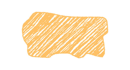 Fluid crayon squiggle frame and sketch scribble shape with diagonal flow. Abstract orange blob and rectangle textbox as quote graphic, simple background for creative design.