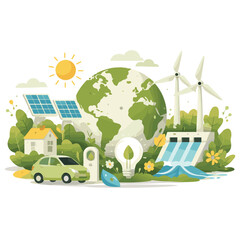 Fototapeta premium Eco-friendly energy solutions in a vibrant landscape