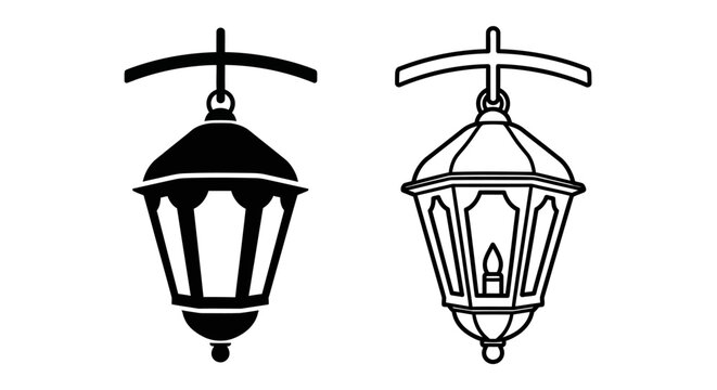 Vintage outdoor hanging lantern light fixture design Vector