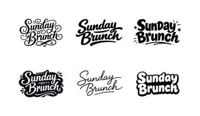 Sunday Brunch Lettering. Sunday brunch mood. Set lettering. harmonious lettering variations of the same emblematic concept, each with different artistic