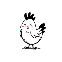 chicken. chicken simple black and white line art vector logo