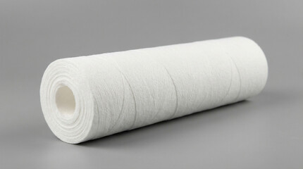 Obraz premium Rolled white membrane cartridge for water purification on plain background 